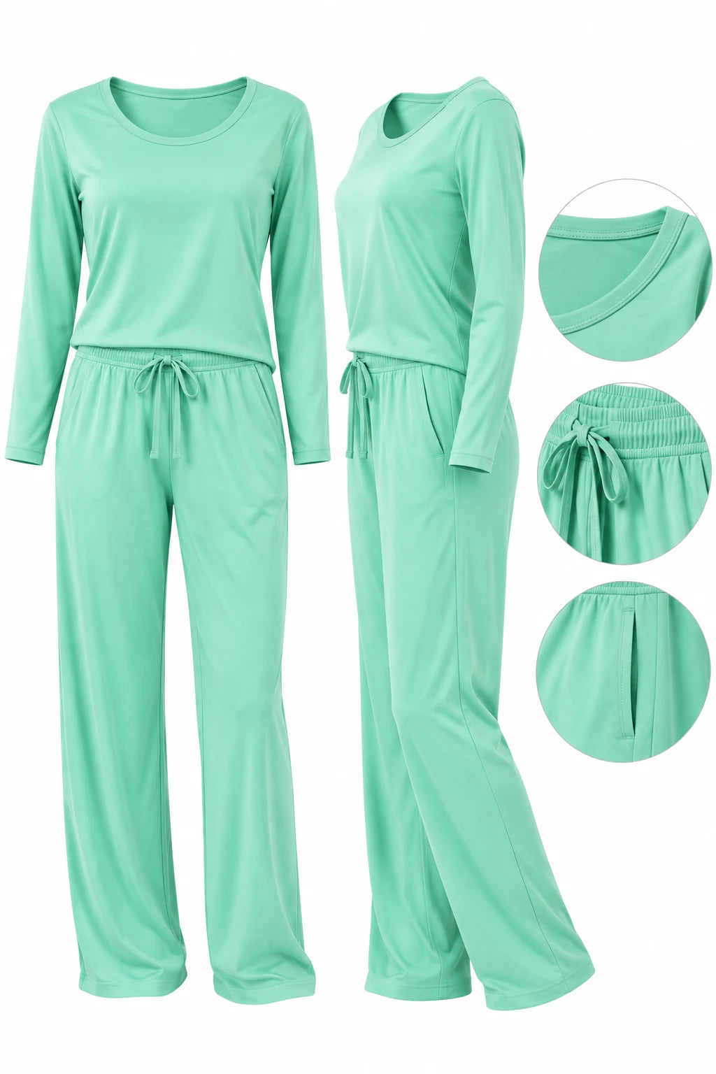 Capra Falcon women’s Pistachio Green pajama set — alternate angle and garment details