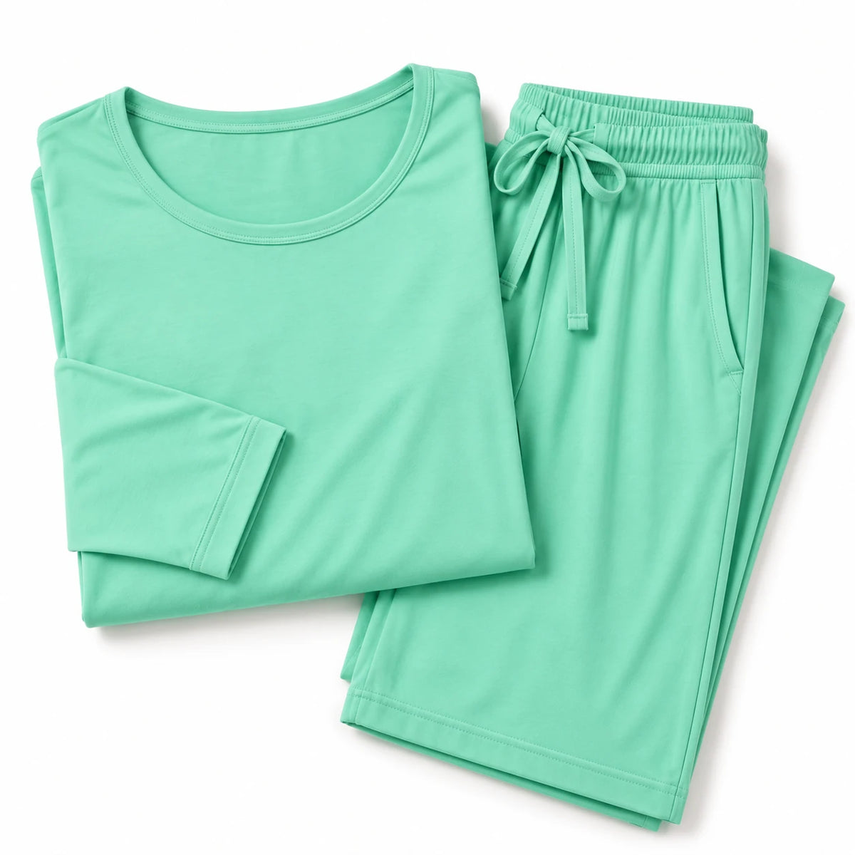 Capra Falcon women’s Pistachio Green pajama set — neatly folded garment view